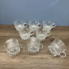 E-1 昭和レトロ アデリア ポップ グラス カップ 8客セット 足付き