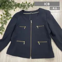 【美品】ICB ブルゾン　ジャケット　ノーカラー