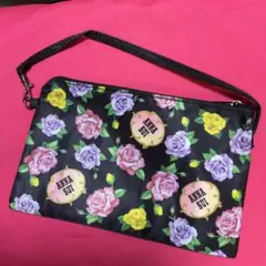 ANNA SUI 花柄ポーチ ストラップ付き