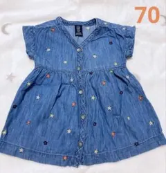 BabyGAP デニム花柄ワンピース 70 花柄　6-12m 女の子 半袖