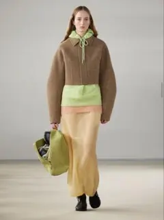 AURALEE 蛍光グリーン フード付き パーカー