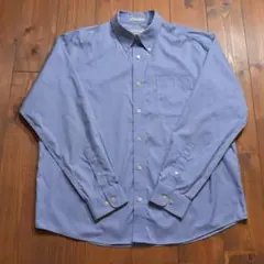 EddieBauer ボタンダウンチェック柄長袖シャツ ライトブルー