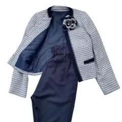 ルイルエブティック【美品】ツイードジャケット パンツスーツ アンサンブル M