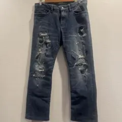 EPOCA UOMO ペイズリー ダメージ加工 ジーンズ デニム