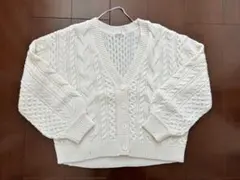 新品未使用　アイボリー ケーブルニットカーディガン　Mサイズ