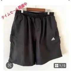 【adidas】パフォーマンスロゴ 刺繍 ハーフパンツ（ブラック）