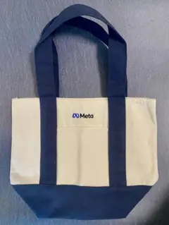 【米国Meta本社入手】Meta キャンバストートバッグ ネイビー×生成り 希少