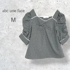 【abc une face】　ギンガムチェック　ブラウス　パワーショルダー　姫系のサムネイル