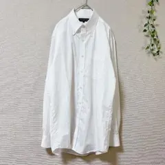 ユニクロ FINE CLOTH SHIRT 【L】白 ストライプ ワイシャツ
