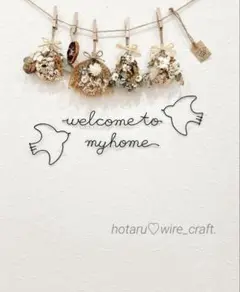 ＊welcome to myhomeと2羽の飛ぶ鳥＊ハンドメイド＊ワイヤーアート