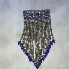 パープルの揺れる 　　　　ビーズ刺繍ブローチ