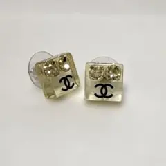 CHANEL ヴィンテージ ピアス ココマーク クリア スクエア CHANEL ヴィンテージ ピアス ココマーク クリア スクエア - メルカリ
