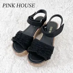 美品 PINK HOUSE ピンクハウス フリルサンダル 黒 23.5相当のサムネイル