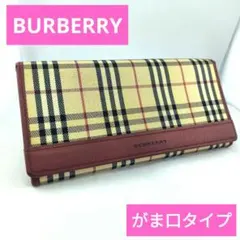 Burberry バーバリー 長財布 財布 レッド ノバチェック がま口