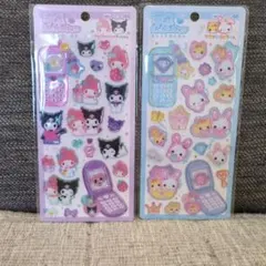 平成はっぴーフォンステッカー　マイメロディ・クロミ/フワフワらびちゃんセット