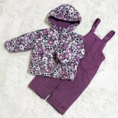 【美品】スキーウェア　上下　オシュコシュ　2T 90 パープル 花柄