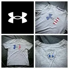 UNDERARMOUR heat gearロゴ入りTシャツ Lサイズ グレー