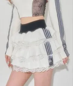 【新品タグ付き】 Darich スポーティラインフリルミニスカート ホワイト