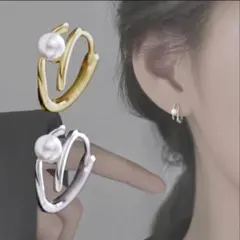 《未使用》一粒パールフープピアス