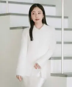 【新品タグ付】ur's 襟付きシャギーニットカーディガン