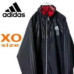 adidas アディダス 黒 ビッグサイズ アート切替 ナイロンジャケット