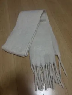 アイボリー ウール混紡 マフラー