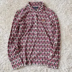 パーリーゲイツ 長袖ポロシャツ 幾何学模様 総柄 コットン100% サイズ1