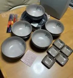 萬宝窯 草庵 陶器 食器セット 鉢 小皿 箸付き 和食器のサムネイル