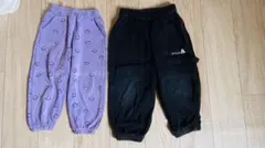 紫色と黒のパンツセット