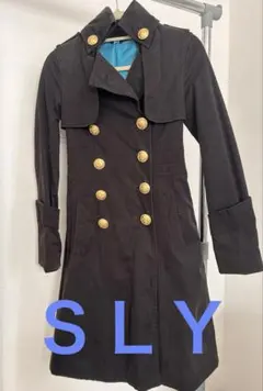 ＳＬＹ コート 秋 冬 黒 トレンチコート 金ボタン プリーツ