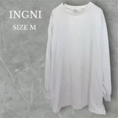 イング　ロングTシャツ　トップス　クルーネック　シンプル　 無地　ホワイト　Mのサムネイル