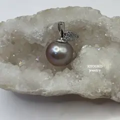 本真珠　大珠　淡水パールのリンゴ型ネックレストップ