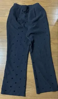 coca ドット柄フロッキーパンツ ネイビー L