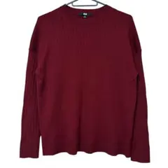 UNIQLO リブ編み長袖ニット バーガンディ