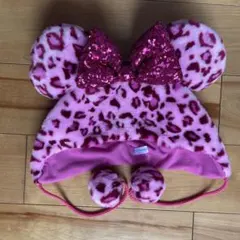 ディズニー　ファンキャップ　レオパード　ヒョウ柄　ピンク　ミニー
