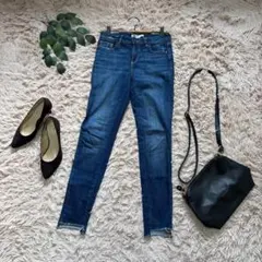 7163✾ZARAザラ✾デニムパンツ【36】カットオフ/ストレッチ/ダメージ