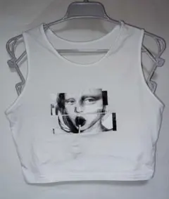 Graphic Print Crop Tank Top White Sのサムネイル