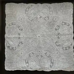 未使用　汕頭　ホワイトレースハンカチ　スワトウ刺繍　2枚28cm✖️28cm 未使用汕頭ホワイトレースハンカチスワトウ刺繍2枚28cm✖️28cm