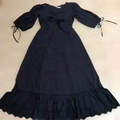 新品ナチュラルビューティーベーシック 刺繍パフスリーブロング