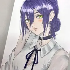 レゼ 手描きイラスト ミニ色紙 ファンアート - メルカリ