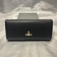 新品VivienneWestwood 黒 ブラック 金オーブ 2ボタン留 長財布