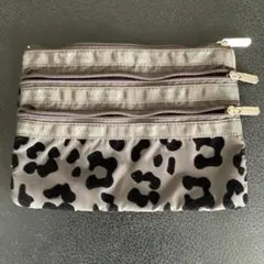 レスポートサック レオパード柄 3ファスナーポーチ