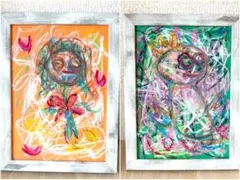 愛さずにはいられない【原画】イラスト 抽象画 ポップアート パステル画