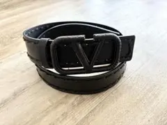 VALENTINO Vロゴ レザーベルト 黒 80