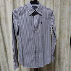 POLO Ralph Lauren 長袖シャツ M ネイビーとホワイトストライプ