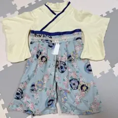 袴ロンパース　和柄　花柄　水色　ブルー　男の子　女の子　サイズ90