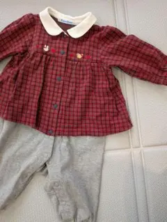 familiar ファミリア 赤チェック柄カバーオール 70