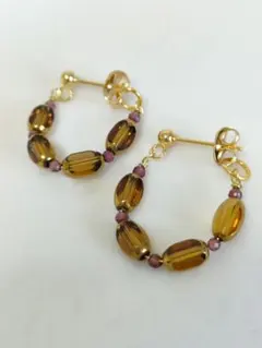 ミモザCOLORのチェコビーズのピアス