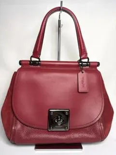 coach　ドリフター　ターンロック　赤 レザー スエード ショルダーバッグ