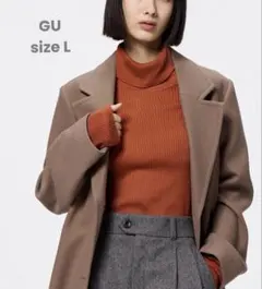 【GU】オレンジ リブタートルネックセーター 長袖